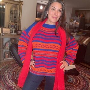 Colorful handmade Striped Sweater & scarf